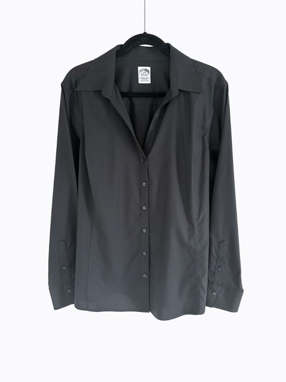 Brooks Brothers 16 Black Non-Iron Stretch Button Down Shirt Fitted Top Old Money